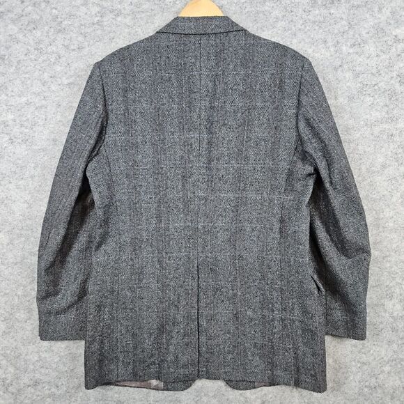 Towncraft Men's Blazer Dark Gray Windowpane Size 43L Herringbone LINER FADING - Picture 15 of 16